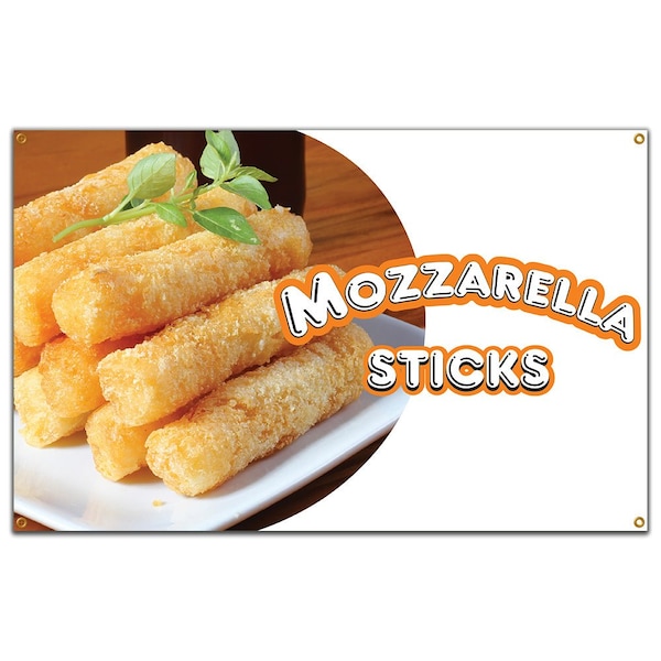 Signmission Mozzarella Sticks Banner Heavy Duty 13 Oz Vinyl with Grommets B-60 Mozzarella Sticks - main